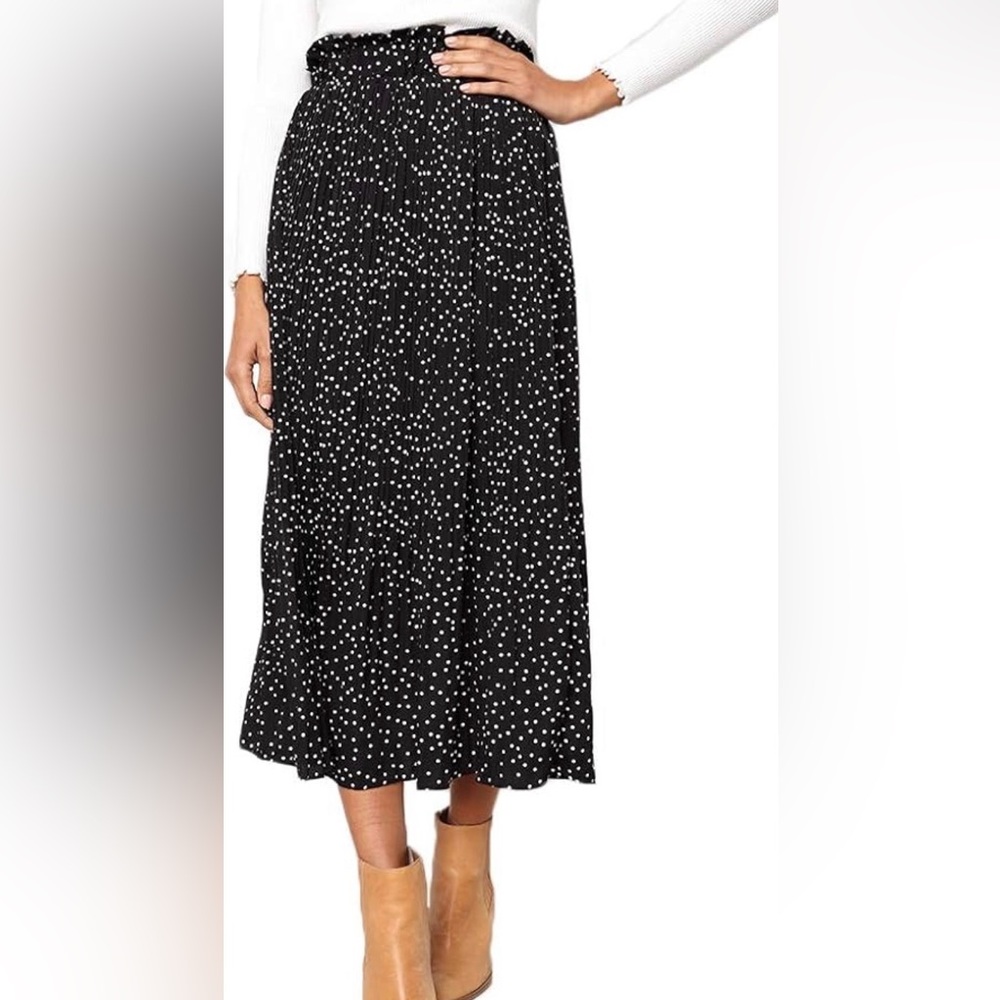 Midi Skirt Black and White Polka Dot size Small